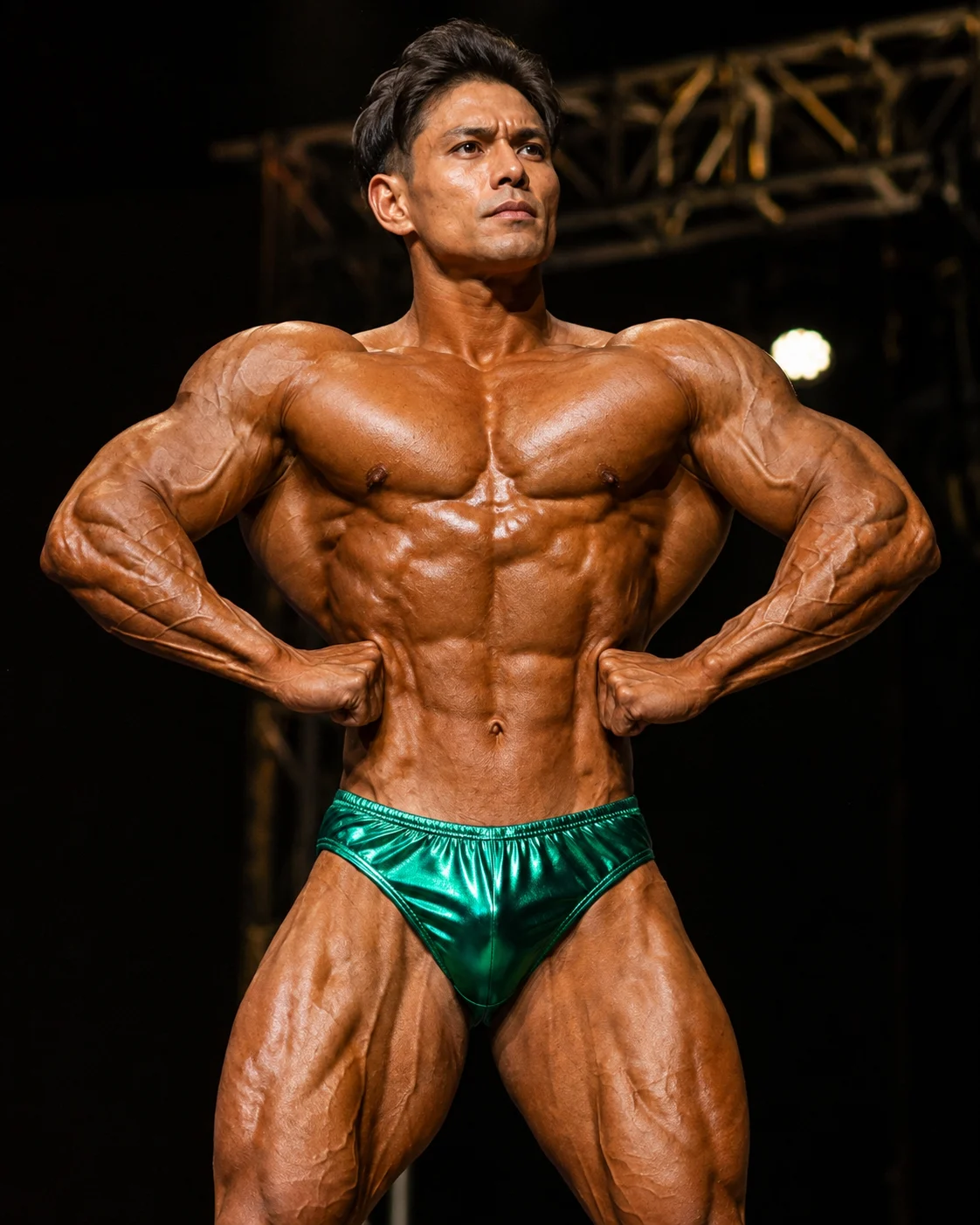 Men's Elite Bodybuilding Trunk - Fallout Green